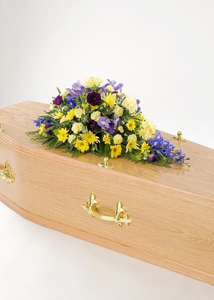 Single Ended Funeral Spray in Yellows & Blues